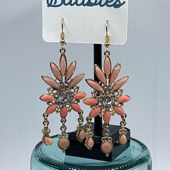 Baubles Gold Coral Crystal Dangle Earrings $16 ea or bundle 3/$25 - Picture 3 of 5